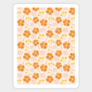 Abstract Floral Pattern in Orange, Yellow and Peach Magnet